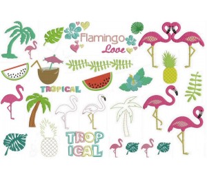 Stickserie - Flamingo Tropical